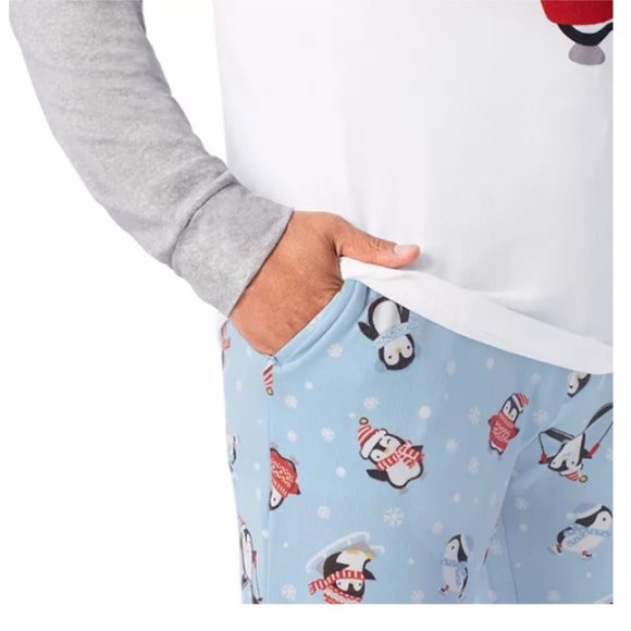 Men's Jammies For Your Families Cool Penguin Top & Pants Pajama Set - Picture 3 of 4